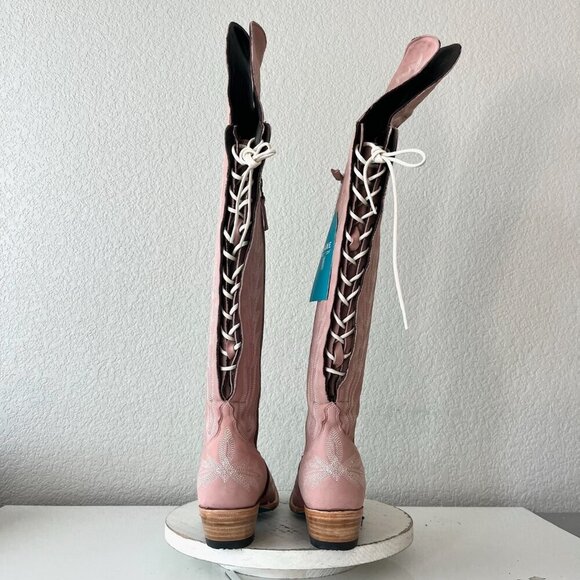Lane LEXINGTON Over the Knee Womens Cowboy Boots 8.5 Pink Western Cowgirl Tall - Picture 4 of 13